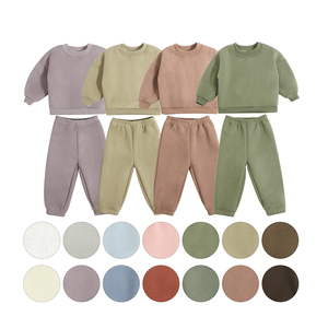 Ensemble de vêtements pour enfants 100% coton, broderie personnalisée, motif uni, manches longues, survêtement pour tout-petits, shorts pour bébés, vente en gros pour garçons - Product Image 1