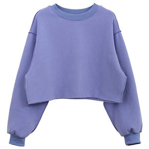 Sweat-shirt à col rond surdimensionné pour femme, pull en molleton uni, sweat-shirt à capuche avec épaules tombantes, jogging pour différents endroits - Product Image 1