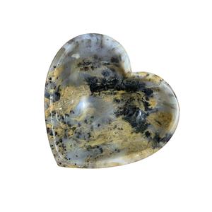 Petite coupelle en cristal de pierre dendritique naturelle en forme de cœur, sculptée, décorative, motif tigre - Product Image 1