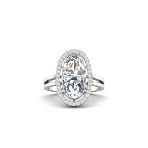 Bague ovale en diamant halo 0,34 ct, couleur E-F, clarté VVS-VS, diamant de laboratoire en or 14 carats, pour mariage, fiançailles, soirée - Product Image 1