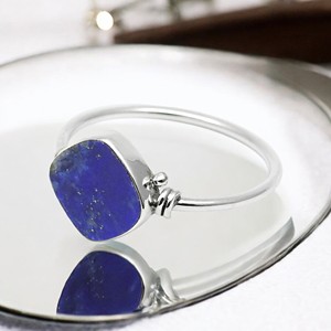 New Arrival Luxury Design 925 Sterling Silver Natural <b>Lapis</b> <b>Lazuli</b> Gemstone Cushion Shape <b>Ring</b> for Birthdays Parties Jewelry - Product Image 3