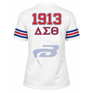 Delta Sigma Theta Sorority 1913 Solid Color Royal <b>Blue</b> Eco-Friendly Breathable Simple Front Logo Women's <b>Mesh</b> T-Shirt - Product Image 2