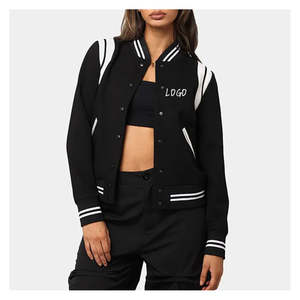 Veste universitaire très exigeante, respirante et de qualité supérieure pour femmes, offre spéciale de service OEM pour femmes, veste universitaire courte en satin à la mode - Product Image 1