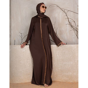Abaya musulmane sur mesure 2025, dernière collection, vêtements islamiques, 100% polyester, tissu Tik Tok, abaya brodée à prix de gros - Product Image 1
