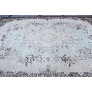 6.3x9.9 ft Large Turkish Vintage Rug, <b>Brown</b> Plants & trees <b>Wool</b> Rug - Product Image 5