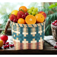 Panier en bambou fait main, écologique, tissé, rustique, biodégradable, organisateur de rangement multifonctionnel, logo personnalisé en option, poignées