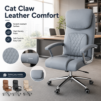 Chaise de bureau exécutive ergonomique moderne de qualité supérieure, gris, avec dossier haut, coutures en losange, pivotant à 360° et réglable en hauteur