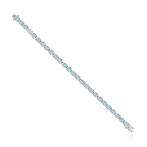 Pulsera de tenis de diamante americano y Topacio Azul Natural 100%, ropa de fiesta de Plata de Ley 925 para cumpleaños, joyería fina impresionante - Product Image 5
