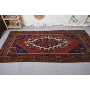 Tapis Ethnique en Laine 9x12 avec Motif Géométrique Rouge et Noir Patchwork Latex pour Décorations de Salon et Couloirs - Product Image 3