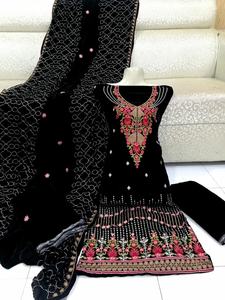 Salwar-vestido de terciopelo para boda, traje indio paquistaní, Shalwar, oferta, 2022 - Product Image 3