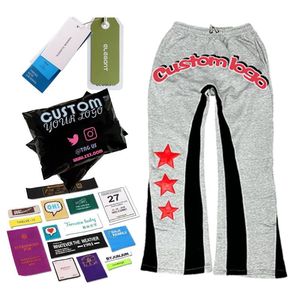 Pantalones de chándal acampanados informales de alta calidad personalizados para hombre, pantalones de chándal acampanados apilados con cintura elástica de retazos para hombre - Product Image 2