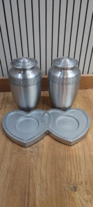 Ensemble d'urnes de crémation/ensemble d'urnes commémoratives/urnes funéraires urnes de cendres ensemble de 2 pièces conteneurs de crémation urnes souvenir urne en métal avec support - Product Image 2