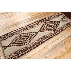 3x10.3 ft Turkish Rug, Kilim Rug, <b>Brown</b> Moroccan Rug <b>Wool</b> - Product Image 2