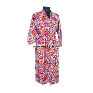 Robe kimono longue vintage en coton biologique 100% pur, matelassée, faite à la main, mode indienne pour les festivals, vêtements de nuit, veste confortable - Product Image 1