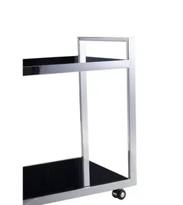 Chariot de service industriel de luxe en céramique écologique, motif végétal noir et or, fait main, élégant, pour traiteur et bar - Zahid Exports - Product Image 2