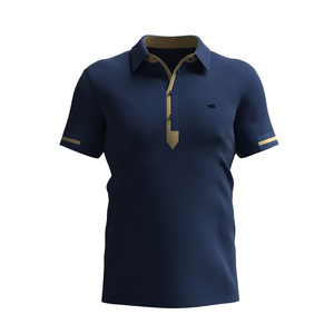 Hommes pour polos nouveau style séchage rapide coton respirant col montant personnalisable motif solide brodé pas cher en gros - Product Image 5