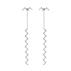 Diseño ondulado y zigzag 925 pendientes largos tendencia de moda turca venta al por mayor joyería fina hecha a mano para mujeres - Product Image 1