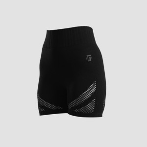 Shorts de Moda de Cintura Alta para Mujer, de Cuero PU, Transpirables, con Logotipo Deportivo, Color Negro, Efecto Push-Up - Product Image 1