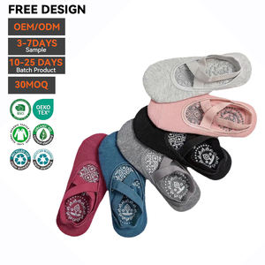 Non Slip No Show Yoga Ankle <b>Socks</b> Breathable Cotton Anti Skid Bow Strap Grip Pilates Custom Logo Barre <b>Training</b> Print Sports - Product Image 3