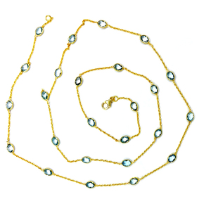 Diseñador 925 plata esterlina bajo MOQ joyería proveedor Topacio Azul piedras preciosas señoras usan collar de cadena larga - Product Image 1