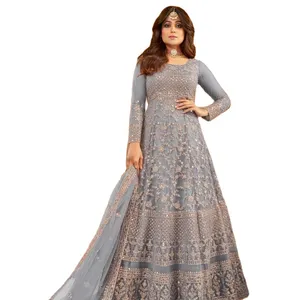Pakistan Georgette bordir kerja mewah Salwar Kameez cocok untuk wanita koleksi pernikahan Saree gaun panjang gaun Saree