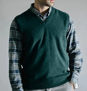 Cardigan d'hiver sans manches pour homme personnalisé, en acrylique respirant, épais, tricoté - Product Image 1