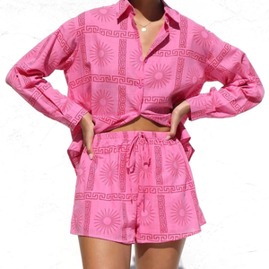 Pijamas Casuales de Verano para Mujer, Talla Grande, Tela de Lino, Manga Corta, Cintura Elástica, Transpirables, de Secado Rápido, Hechos en Vietnam - Product Image 3