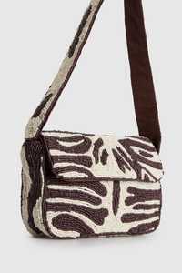 Bolso de hombro rojo hecho a mano con cuentas para mujer, bolso de noche con cuentas de semillas abstractas, bolso de fiesta artesanal de moda con asa superior grande - Product Image 2