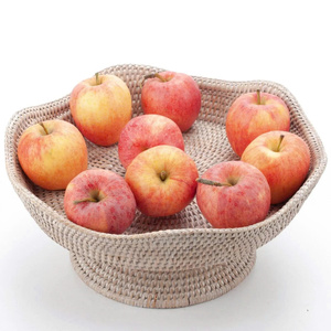 Bol de fruits en rotin tissé à la main exquis avec piédestal Centre de table en osier naturel pour table à manger et décor à la maison - Product Image 4