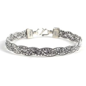 Handmade 925 <b>Sterling</b> <b>Silver</b> Twisted <b>Wire</b> and Wavy Braided Bracelet Fine String Jewelry - Product Image 1