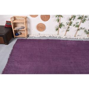 Alfombra turca Vintage moderna de 5,4x10,5 pies, diseño de retazos de lana hecho a mano púrpura para respaldo de látex de entrada rectangular grande - Product Image 5