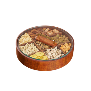 Plateau de service en bois naturel de qualité supérieure, motif floral et solide fabriqué à la main pour fruits secs, noix, fournitures de restaurant - Product Image 5