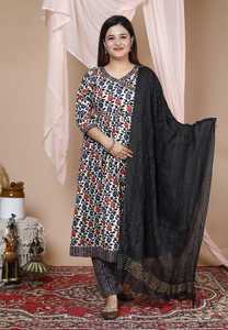 인도 숙녀 면 인쇄 Kurti 바지 여름 착용 및 여성 착용 Kurti 원피스 세트 여성 에스닉 탑 튜닉 바닥 바지 - Product Image 6