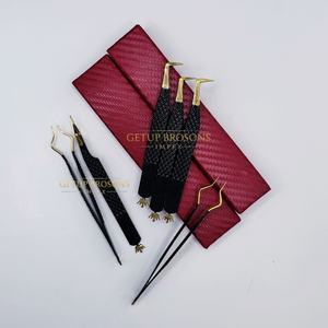 GETUP BROSONS IMPEX - Pestañas Antiestáticas de Acero Inoxidable de 90 Grados, Color Negro Liso con Punta Dorada y Diseño de Corona Recortada, 10 mm - Product Image 1