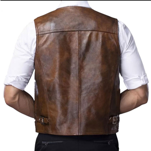 New Top Quality Fashion Wear 2025 High Quality Leather <b>Vests</b> Breathable Customized Good Quality Top Design Leather <b>Vest</b> - Product Image 5