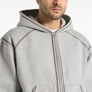 Sudadera con Capucha Extra Grande de Alta Calidad con Cierre y Contraste de Color para Hombre, Ropa Urbana Personalizada, Sudadera Holgada de Manga Larga con Capucha para Hombre - Product Image 5