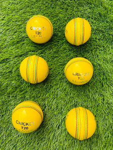 SUMROOS Leather Cricket <b>Ball</b> Indoor Yellow Color Hard And Seasoned Hand Stitched & Leather Cricket <b>Ball</b> Indoor Yellow Color - Product Image 4