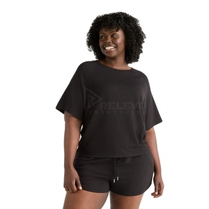 RELEVO INDUSTRIES Men's Plain Black Cotton <b>Knitted</b> Two Piece Summer T-Shirt and Shorts <b>Set</b> Breathable Casual Outfit Model 065 - Product Image 4