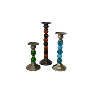 Candelabros Vintage de Latón Macizo para Decoración del Hogar con Acabado Plateado, Diseño de Pilar, Portavelas - Product Image 3