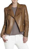 Veste de moto en cuir véritable pour femme en cuir de mouton avec col montant tissu en toile enduite