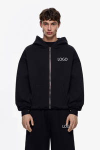 Ensemble de survêtement de luxe de haute qualité, style boxy, à double couche, avec capuche, 100% coton, surdimensionné, logo personnalisé, streetwear, 2 fermetures éclair d'hiver - Product Image 2