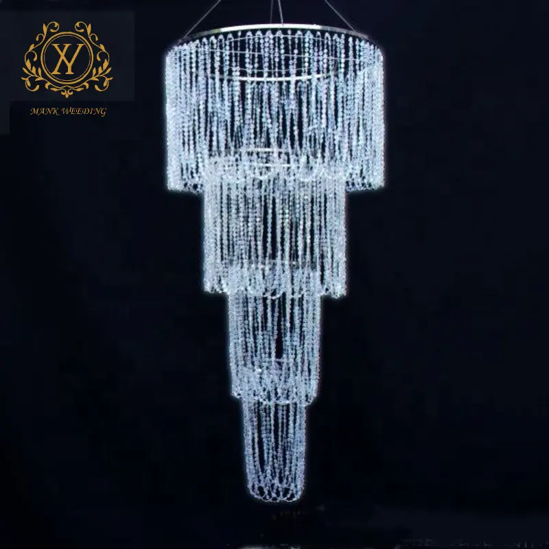 60*120cm trasparente acrilico tenda del soffitto di nozze lampadario di cristallo di nozze perline decorazione all'ingrosso