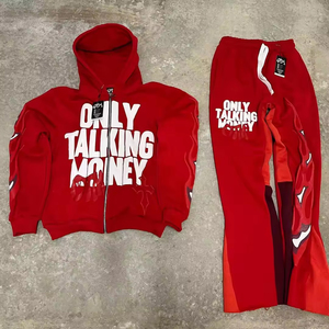 Top Quality Premium Men's Sport Tracksuits Custom Your Logo 3D Puff Print Heavy Weight Clothing Tracksuit - Product Image 2