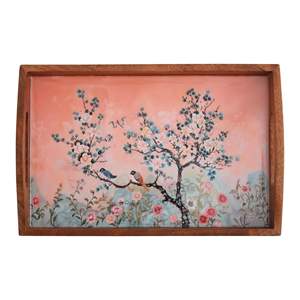 Handcrafted Twig <b>Enamel</b> Coated Wooden Serving <b>Tray</b>-Traditional Design Lightweight for Wedding Ramadan Parties Home Restaurant - Product Image 4