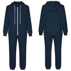 Ensemble de 2 pièces pour femmes 2025 Ensemble d'automne Survêtement à manches longues avec fermeture éclair complète Sweatshirt Jogger Sweatpants Matching Set - Product Image 6