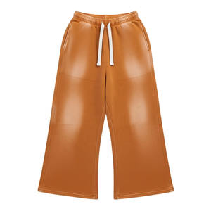 Pantalones Deportivos Holgados de Pierna Ancha, 100% Algodón, Lavado Ácido, Estilo Casual, con Cordón y Bolsillos Laterales, para Fiestas de Invierno - Product Image 2