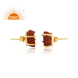 ต่างหูหินแจสเปอร์สีแดงธรรมชาติชุบทอง18K 925ใหม่สำหรับผู้หญิงเครื่องประดับชั้นดีสำหรับเป็นของขวัญสำหรับผู้หญิง - Product Image 4