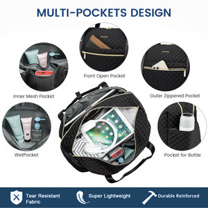 Bolsa de lona de viaje para gimnasio acolchada a la moda con compartimento para ordenador portátil Weekender bolsa de lona nocturna con cierre de cremallera - Product Image 4