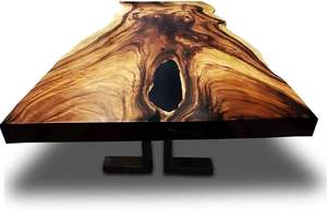 Table de salon moderne de luxe artisanale en résine RE020027, plateau en époxy aux tons chauds, plateau de table rectangulaire imperméable pour bureau - Product Image 2