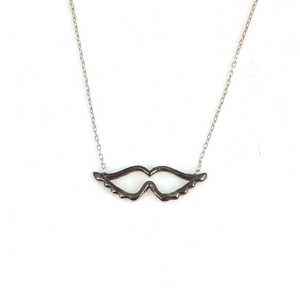 Collar de Plata de Ley 925 con Alas de Ángel, Perla de Agua Dulce, Circonita, Baño de Rodio, Forma Geométrica, Oro Rosa, Tema Cristiano - Product Image 2
